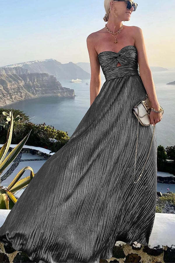 Shimmer Please Rochie maxi fără umeri