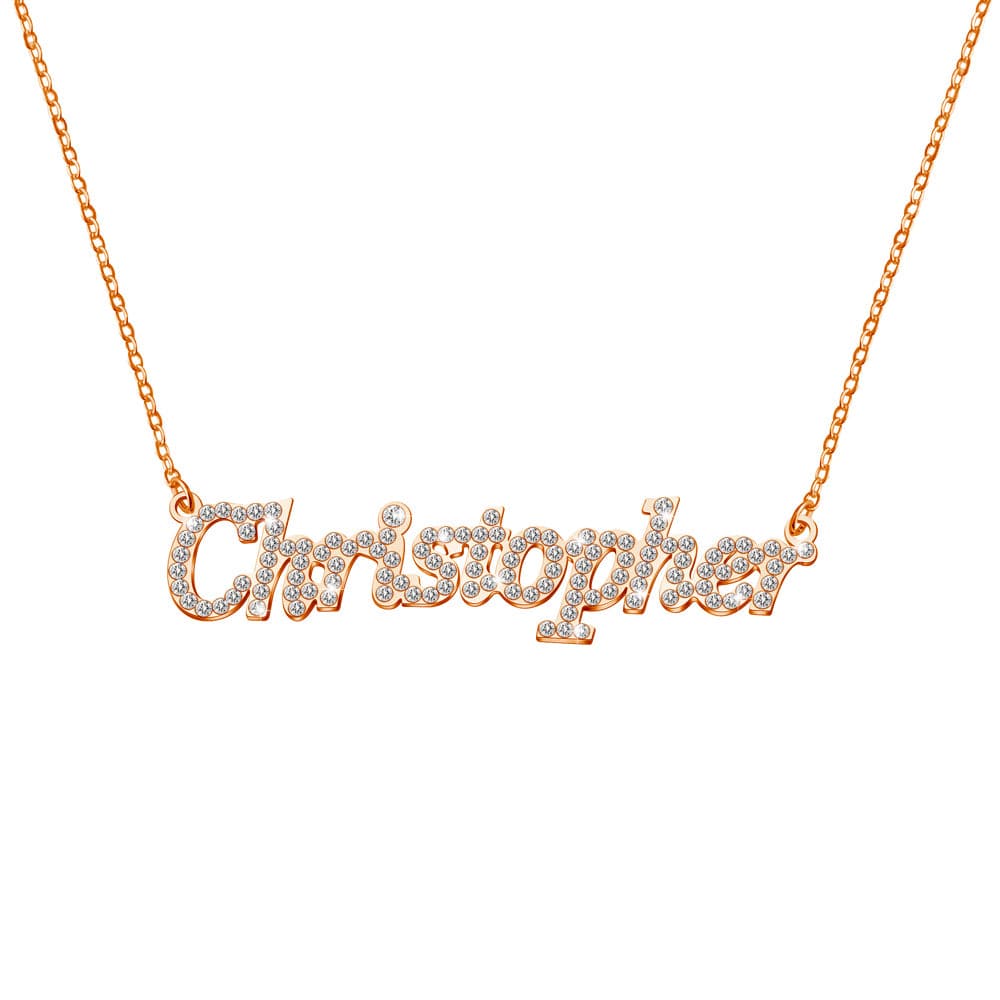 Colier cu nume de diamant strălucitor personalizat