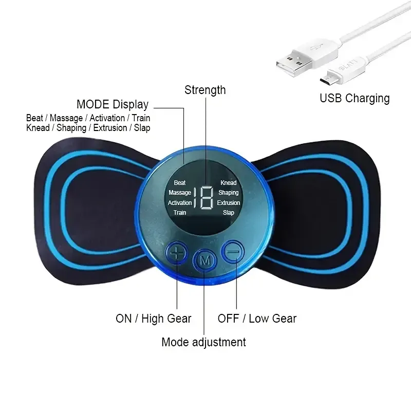 Mini masaj portabil pentru gât și spate cu tehnologie EMS Electric Pulse pentru relaxare musculară și ameliorarea durerii