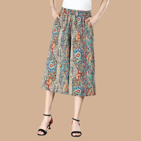  (Vânzare fierbinte - 49% OFF) Femei de înaltă talie elastică cu talie elastică plisată din sifon cu picior larg Culottes