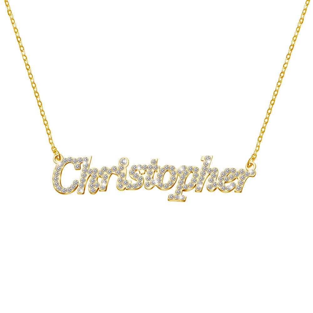 Colier cu nume de diamant strălucitor personalizat