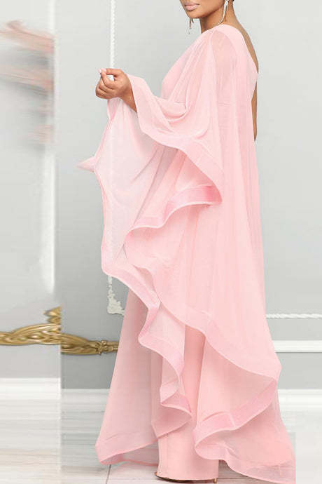 Clocolors Casual Daily Elegant Patchwork Solid Color One Shoulder Regular Jumpsuits