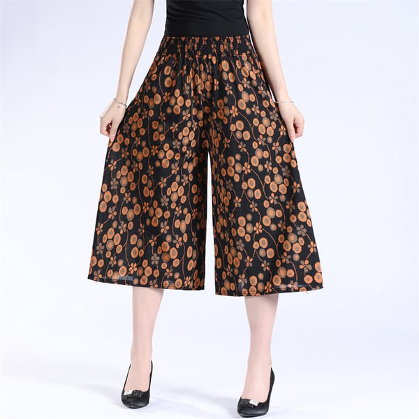 (Vânzare fierbinte - 49% OFF) Femei de înaltă talie elastică cu talie elastică plisată din sifon cu picior larg Culottes