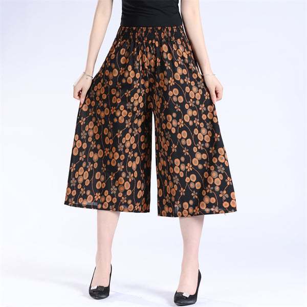  (Vânzare fierbinte - 49% OFF) Femei de înaltă talie elastică cu talie elastică plisată din sifon cu picior larg Culottes