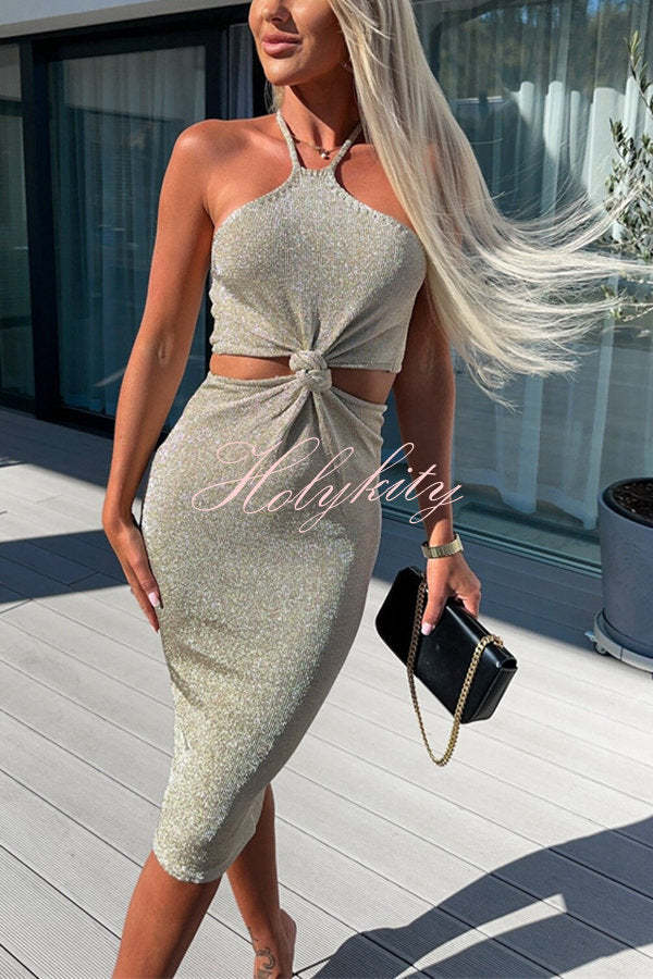 Slay The Look Rochie midi cu decolteu înnodat în partea din față cu noduri în față