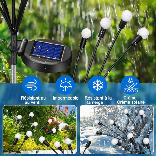 Pachet 2 Lampa solara de gradina, SDLOGAL, 8LED, Efect de licurici, Impermeabil, Multicolor