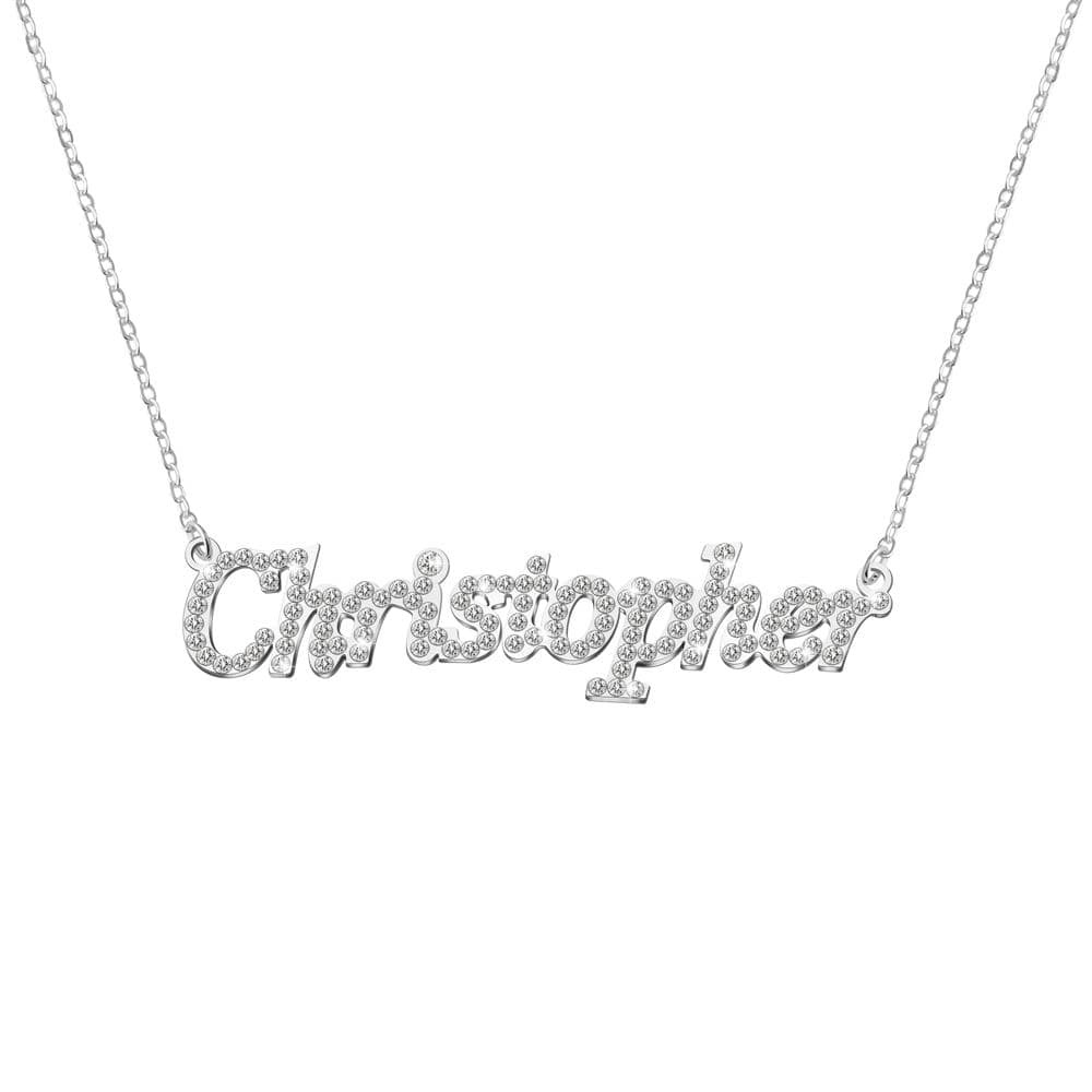 Colier cu nume de diamant strălucitor personalizat