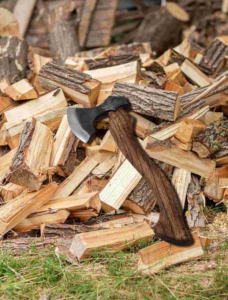 🪓Topor din oțel forjat cu teaca din piele - Topor de supraviețuire pentru despicarea și tăierea lemnului