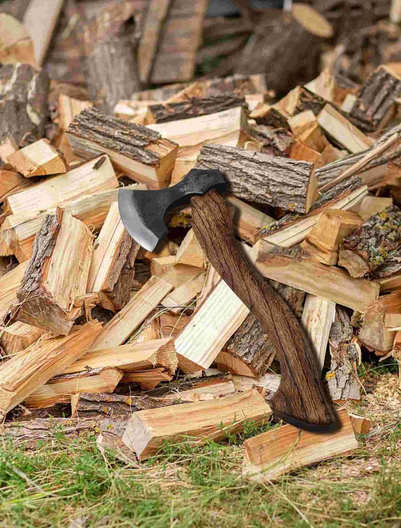 🪓Topor din oțel forjat cu teaca din piele - Topor de supraviețuire pentru despicarea și tăierea lemnului