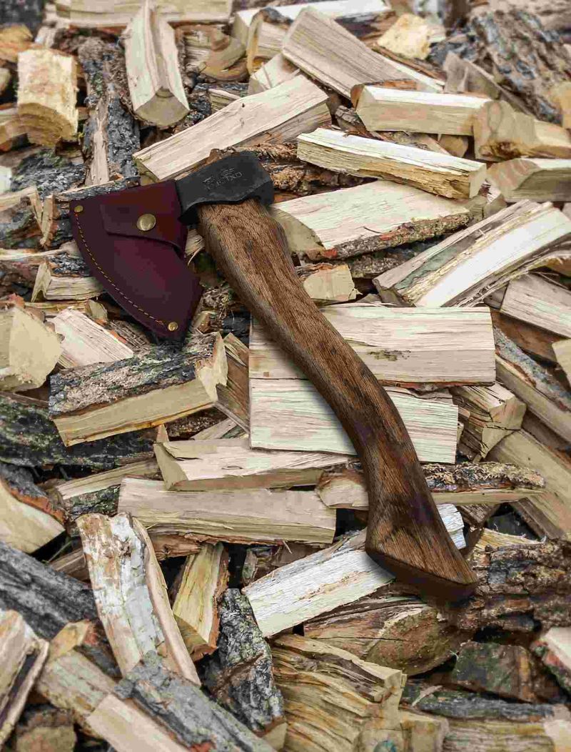🪓Topor din oțel forjat cu teaca din piele - Topor de supraviețuire pentru despicarea și tăierea lemnului