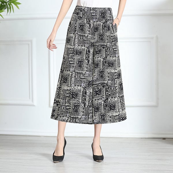  (Vânzare fierbinte - 49% OFF) Femei de înaltă talie elastică cu talie elastică plisată din sifon cu picior larg Culottes