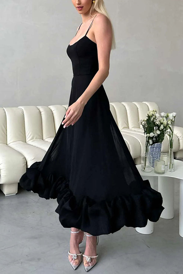 Midnight Girl Flounce Bustier Bustier Banchet Party Midi Dress