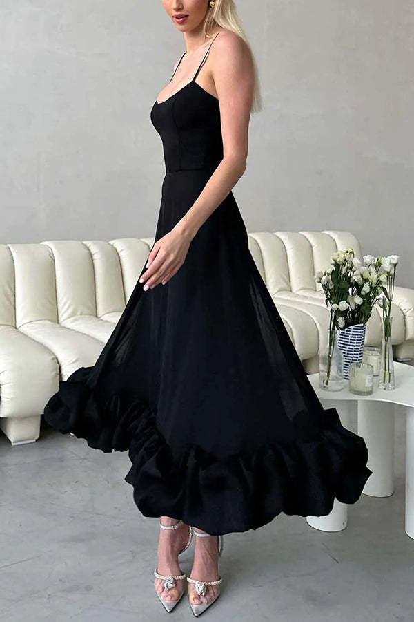 Midnight Girl Flounce Bustier Bustier Banchet Party Midi Dress