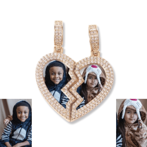 Two-sided Broken Heart Photo Pendant Necklace
