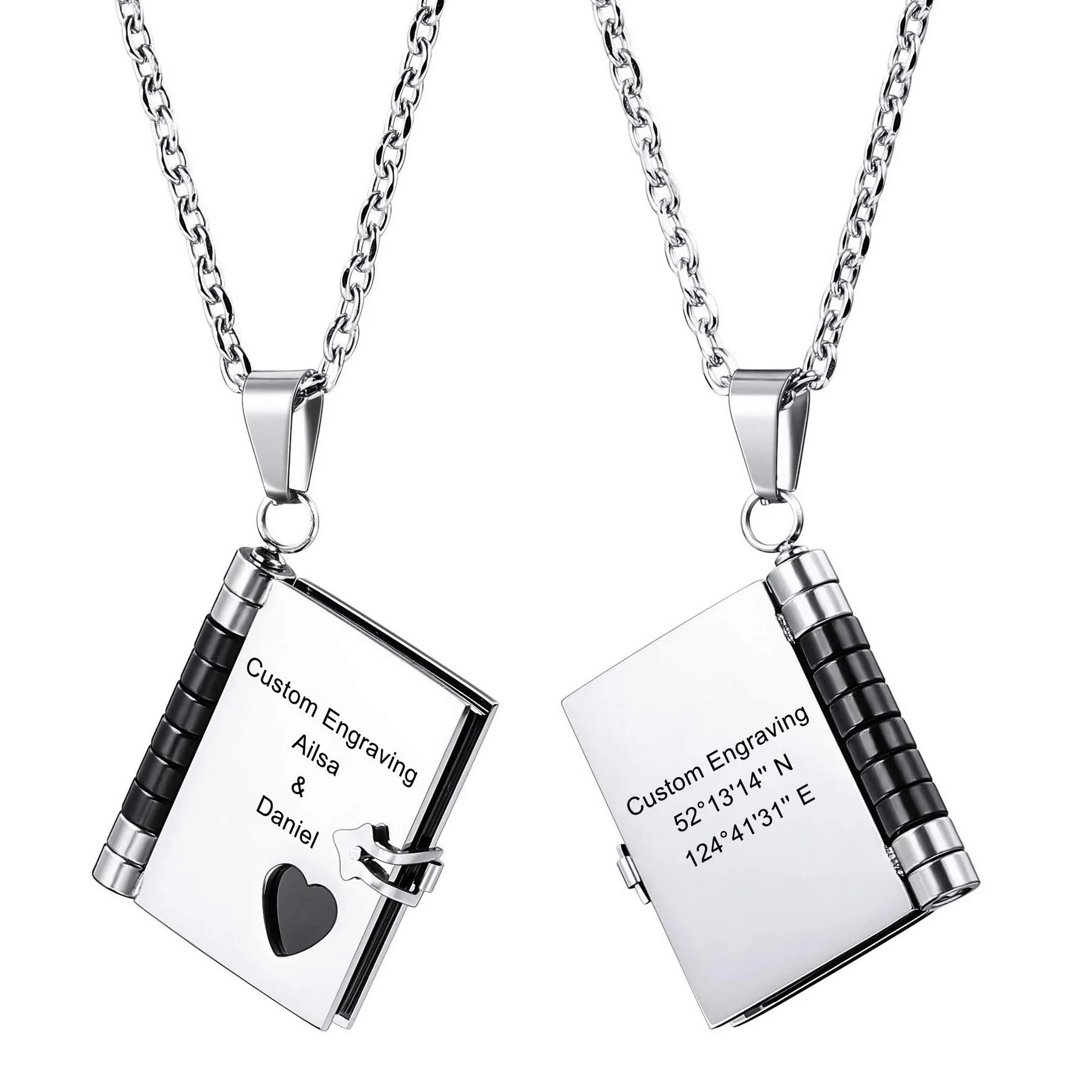 Christmas Gift Personalized Book Locket Necklace