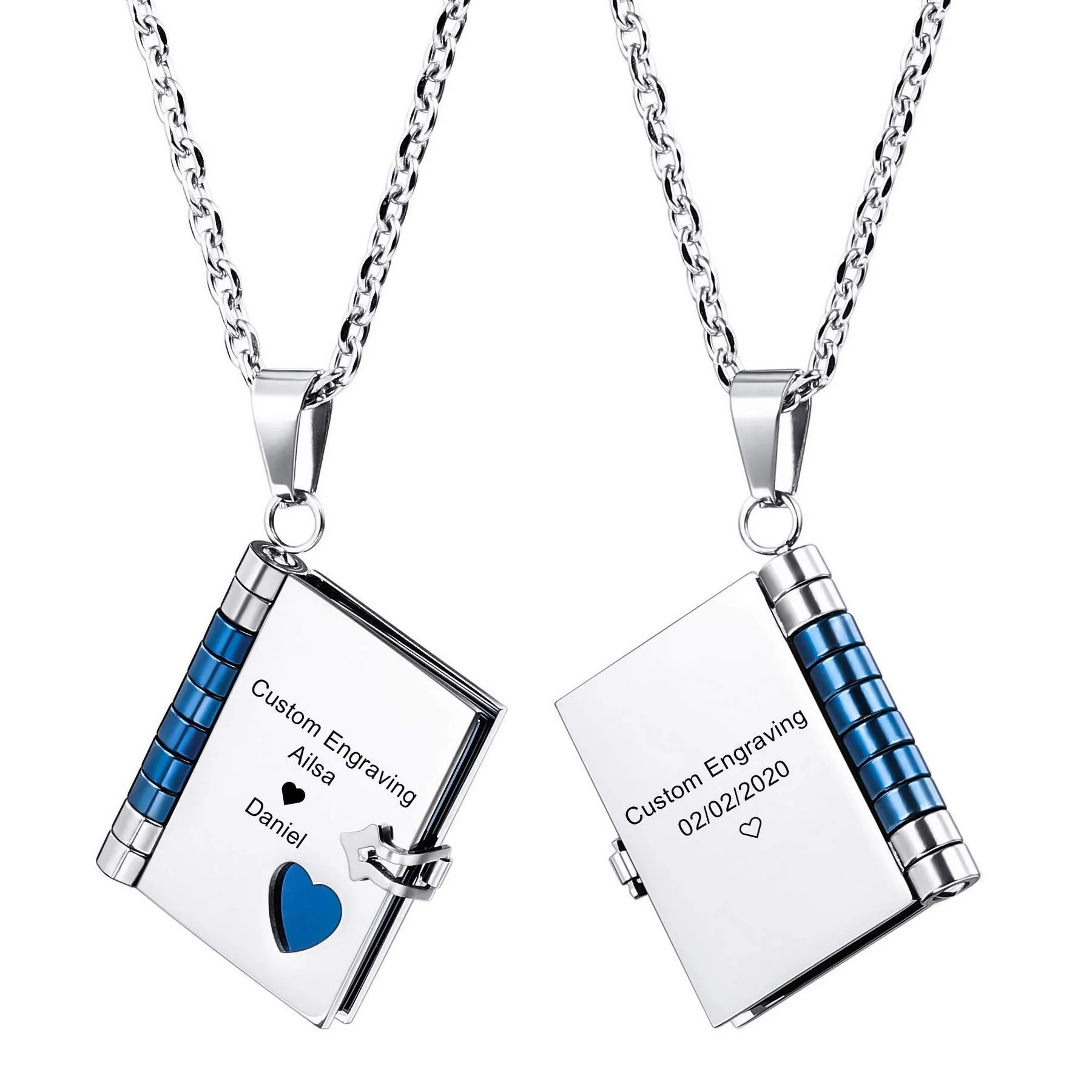 Christmas Gift Personalized Book Locket Necklace