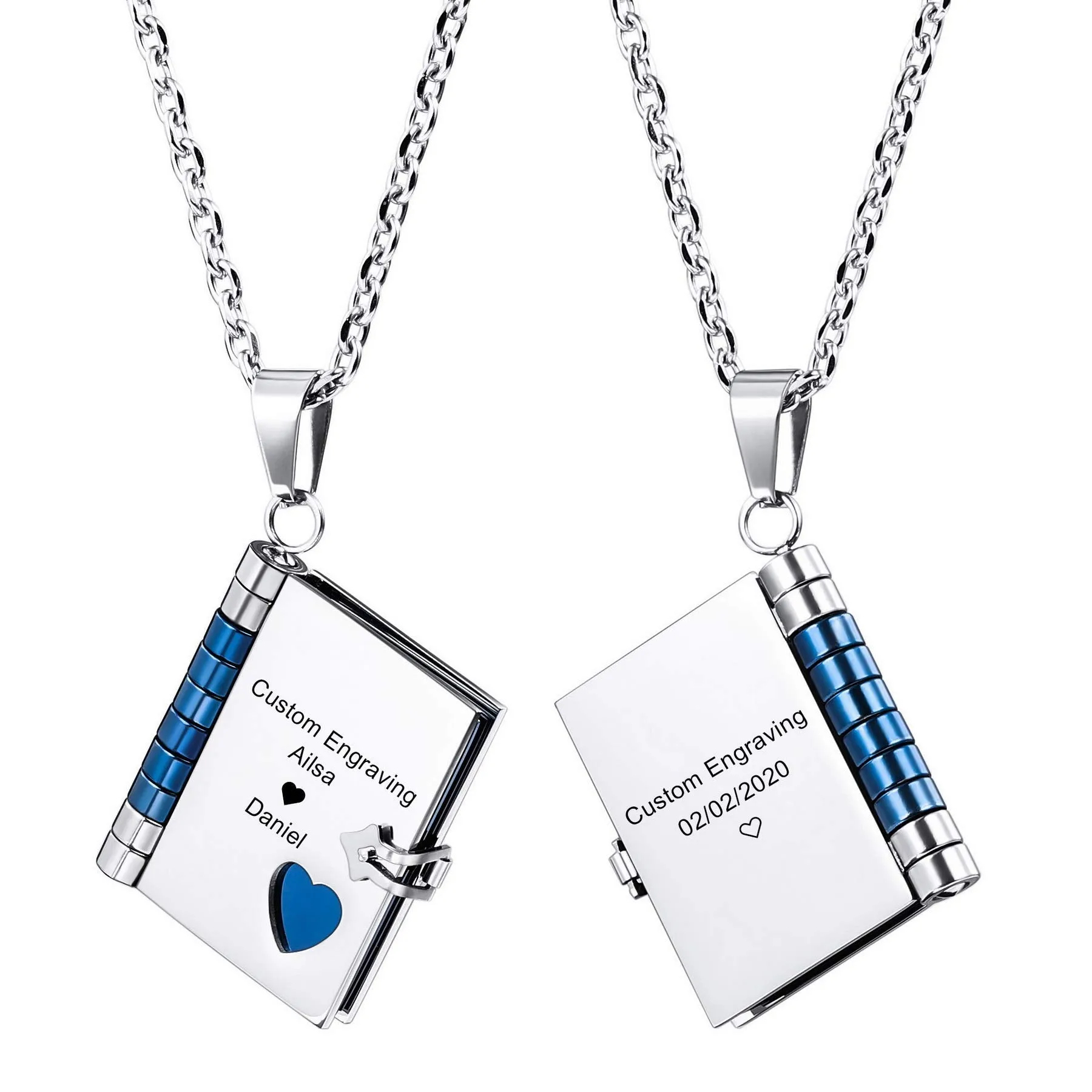 Christmas Gift Personalized Book Locket Necklace