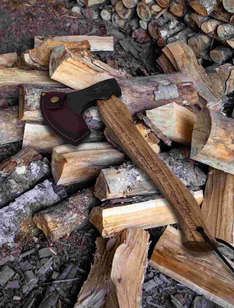 🪓Topor din oțel forjat cu teaca din piele - Topor de supraviețuire pentru despicarea și tăierea lemnului