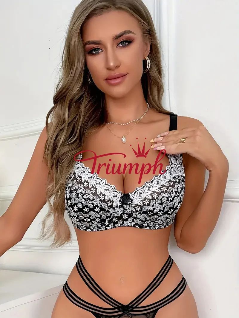 3dílná sada💥Bezdrátová podprsenka s krajkovým vzorem [75A-110E]