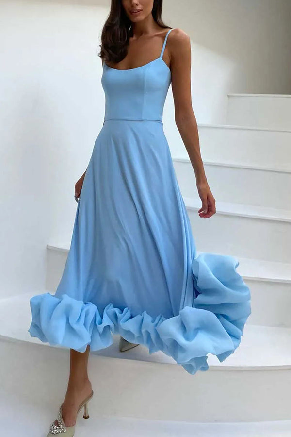 Midnight Girl Flounce Bustier Bustier Banchet Party Midi Dress