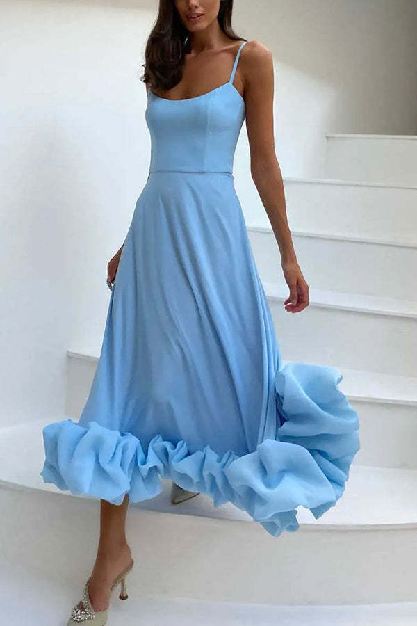 Midnight Girl Flounce Bustier Bustier Banchet Party Midi Dress