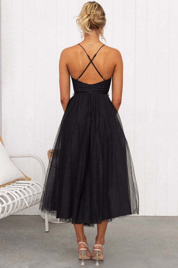 Modern-zi Prințesa de zi cu zi Chiffon Suspenders Party Maxi Dress
