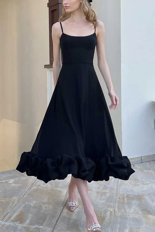 Midnight Girl Flounce Bustier Bustier Banchet Party Midi Dress