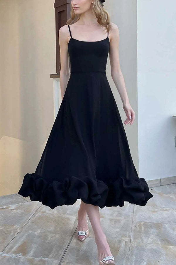 Midnight Girl Flounce Bustier Bustier Banchet Party Midi Dress
