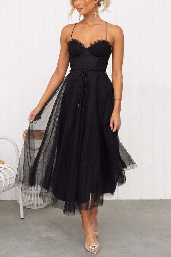 Modern-zi Prințesa de zi cu zi Chiffon Suspenders Party Maxi Dress