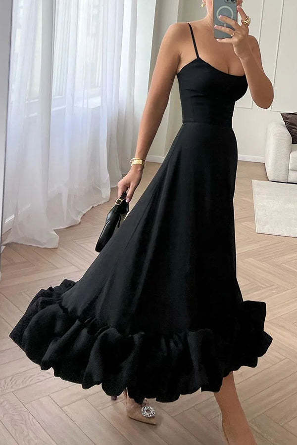 Midnight Girl Flounce Bustier Bustier Banchet Party Midi Dress