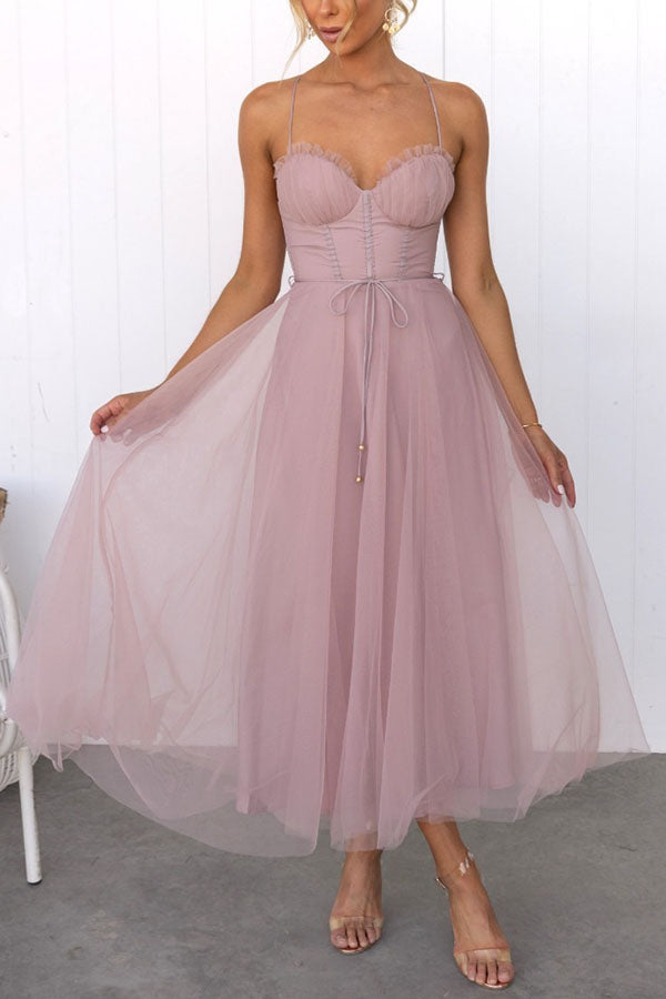 Modern-zi Prințesa de zi cu zi Chiffon Suspenders Party Maxi Dress