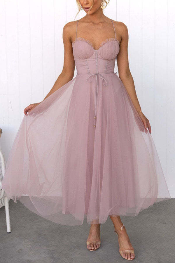 Modern-zi Prințesa de zi cu zi Chiffon Suspenders Party Maxi Dress