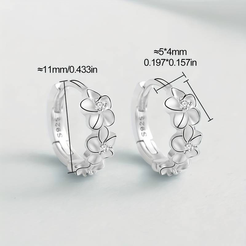 🌺Cercei cerc eleganti din argint 925 cu model de flori hipoalergenic✨😍