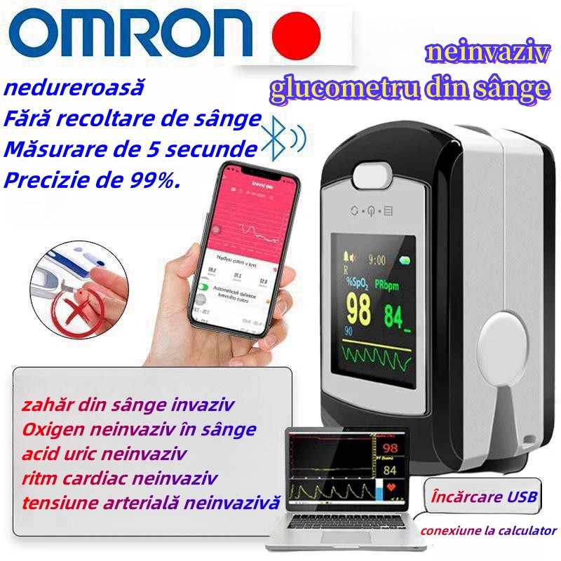 Glucometru Omron non-invaziv (măsurare în 5 secunde/precizie de 99%)