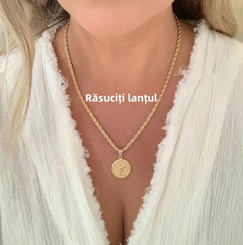 ✨ Zodiako monetų karoliai - unikalus auksu inkrustuotas dizainas, puiki gimtadienio dovana jai! 🎁