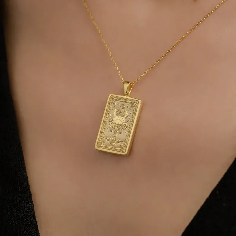 Reducere de 50% pe tot site-ul - 🌟🌈 Colier exclusivist de 14K Carte de Tarot Zodiac față-verso ✨🎁 (Potrivit pentru bărbați și femei) Un cadou perfect pentru mame, soții, soți