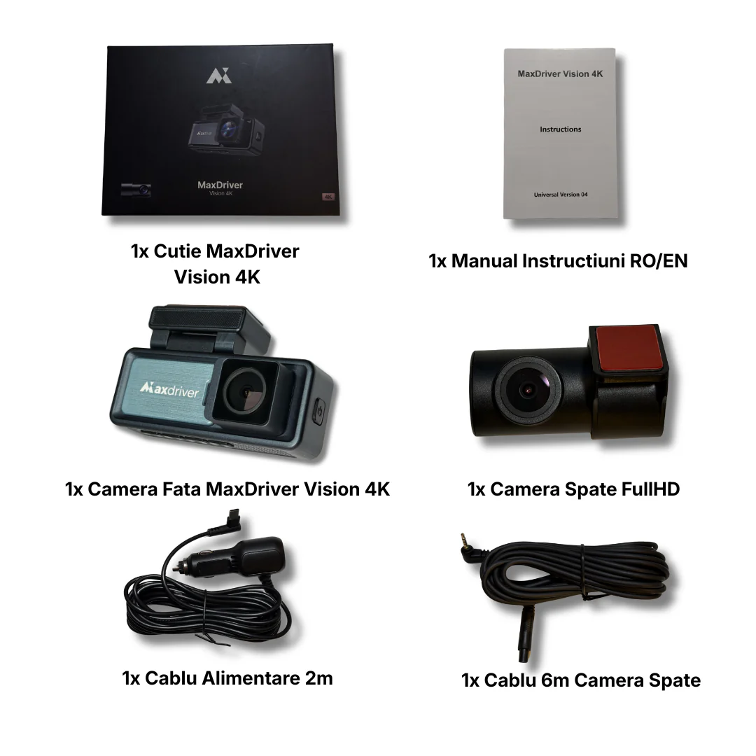 Camera Auto DVR MAXDRIVER® VISION 2 4K + Camera Spate Full HD