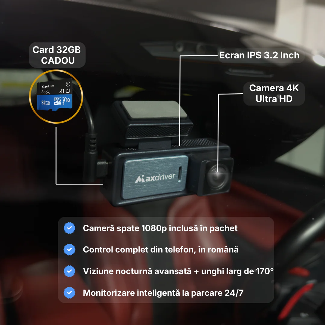 Camera Auto DVR MAXDRIVER® VISION 2 4K + Camera Spate Full HD