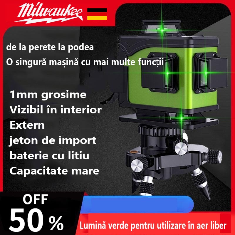 🛠【Milwaukee】Acoperire completă 360° 40V 10.0Ah 16 linii Nivel laser verde reîncărcabil