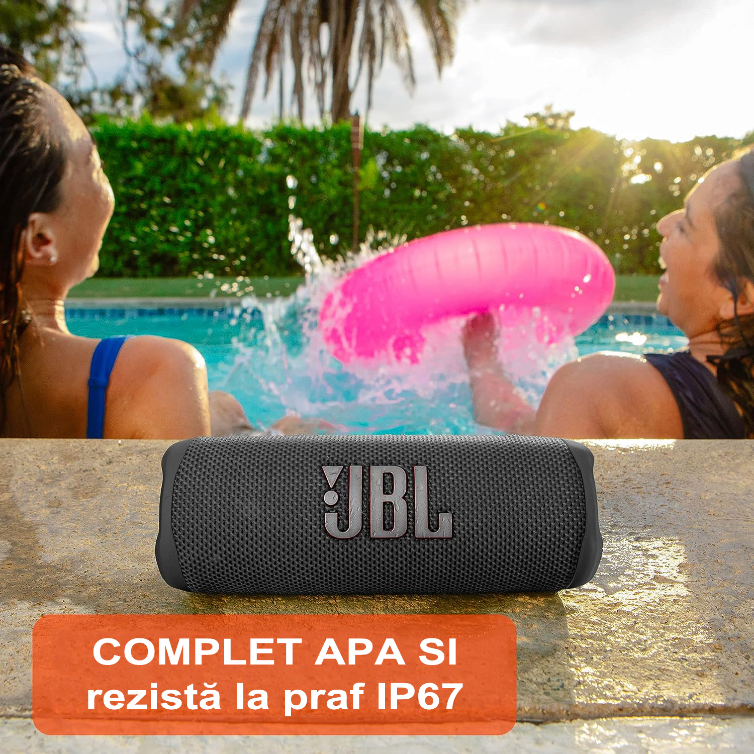 JBL Flip 6 - Difuzor portabil Bluetooth, sunet puternic și bas profund, rezistent la apă IPX7, 12 ore de redare