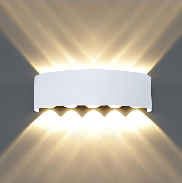 Aplica LED de perete, NEXTLY, 10 Leduri, lumina sus si jos, iluminat exterior si interior, 10W, 3000K, lumina calda, IP65, aluminiu, alb