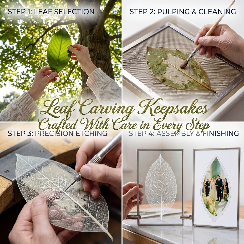 Personalized Leaf Carving Keepsake | A Real Leaf, Hand-Carved