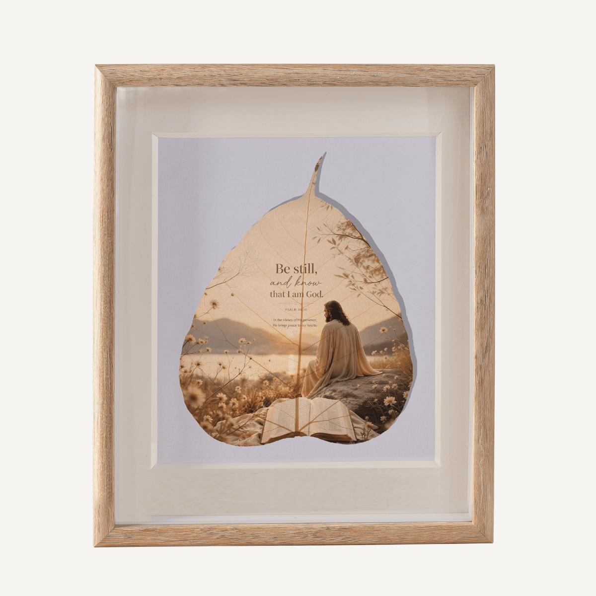 Be Still & Know - Handcrafted Skeleton Leaf Art in Floating Frame
