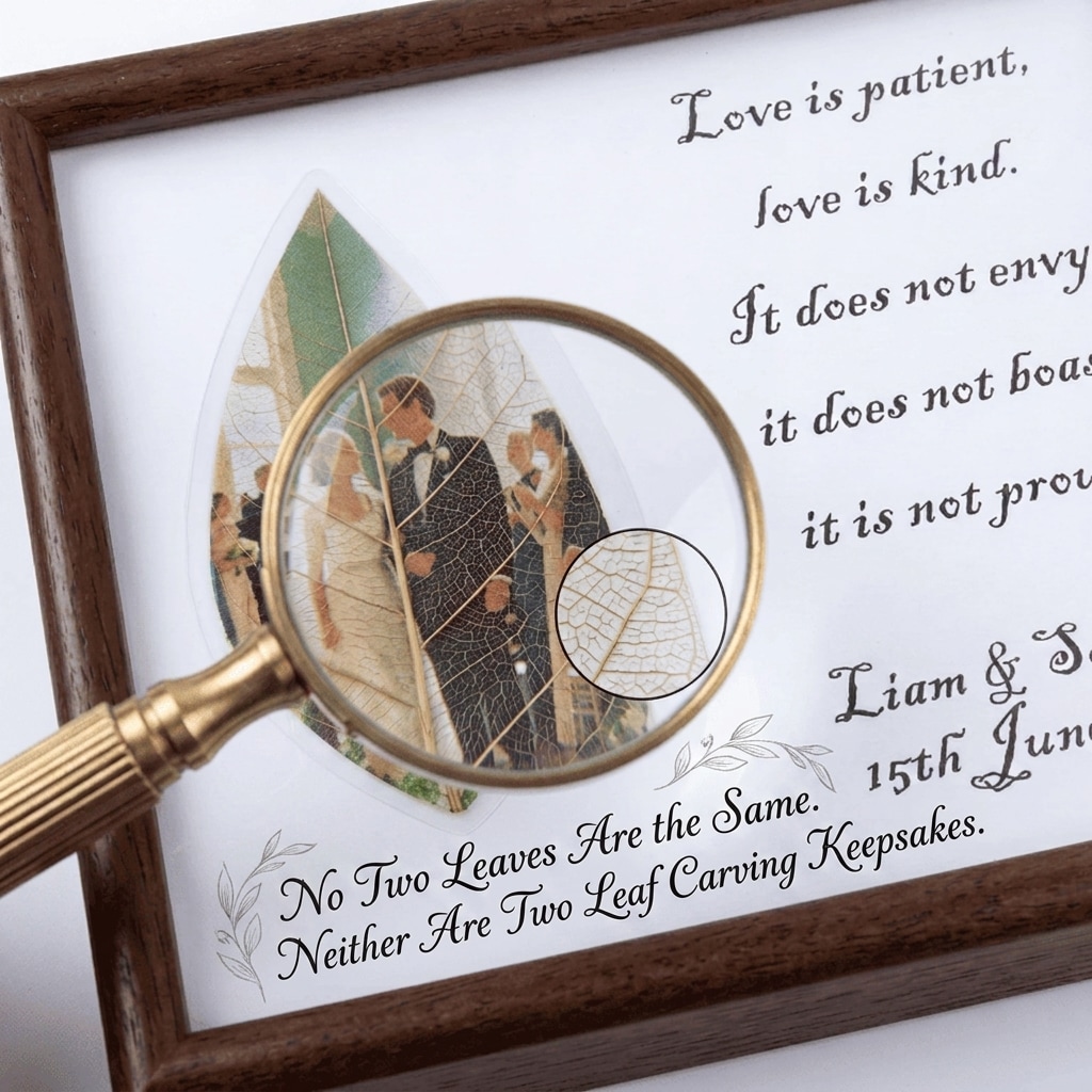 Personalized Leaf Carving Keepsake | A Real Leaf, Hand-Carved