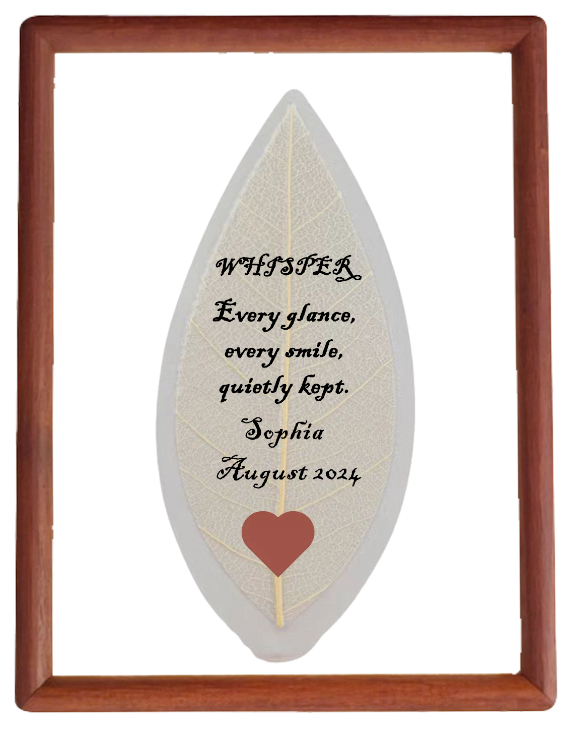 Personalized Leaf Carving Keepsake | Silent Love & Private Heart Gift | Cherished Secrets