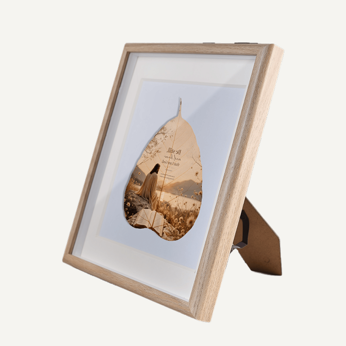 Be Still & Know - Handcrafted Skeleton Leaf Art in Floating Frame