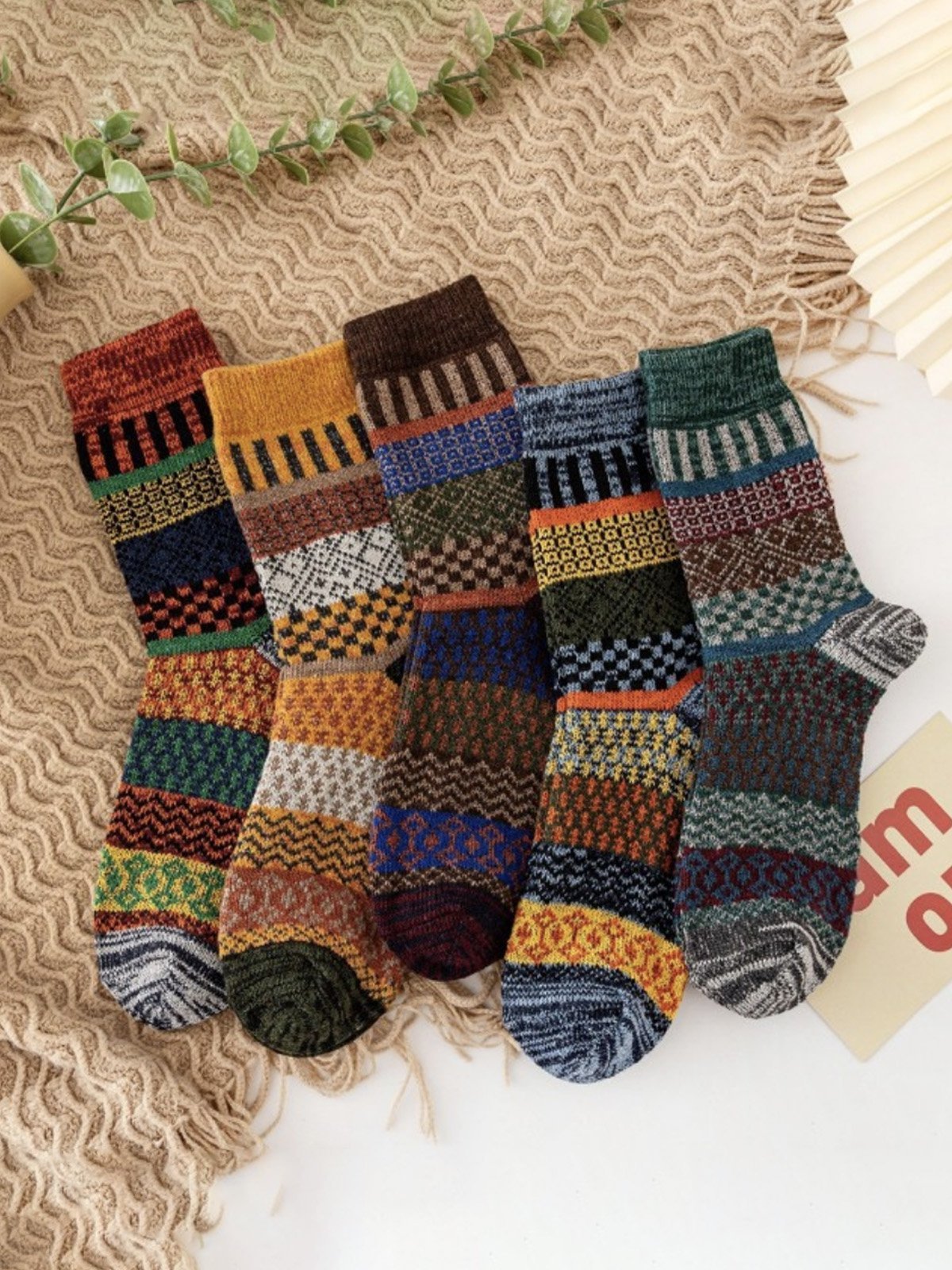 Amelolo Vintage Geometric Aztec Men's Warm Socks