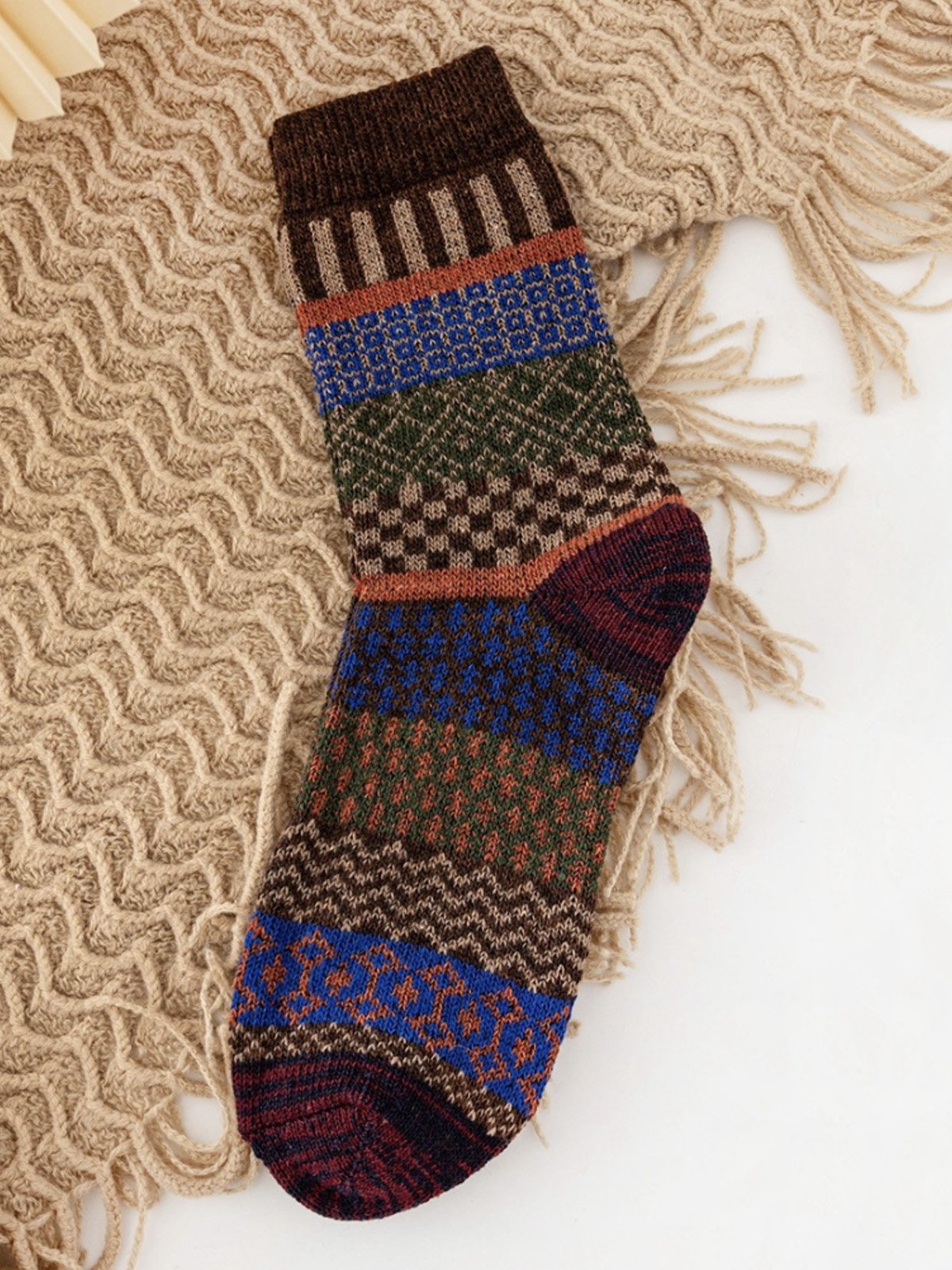 Royaura Vintage Geometric Aztec Men's Warm Socks