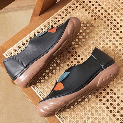 Amelolo Women Retro Flower Stitching Comfy Round Toe Slip On Flat Loafers Shoes