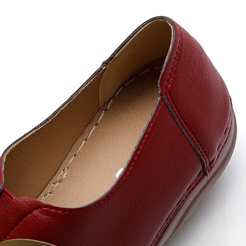 Amelolo Women Retro Flower Stitching Comfy Round Toe Slip On Flat Loafers Shoes